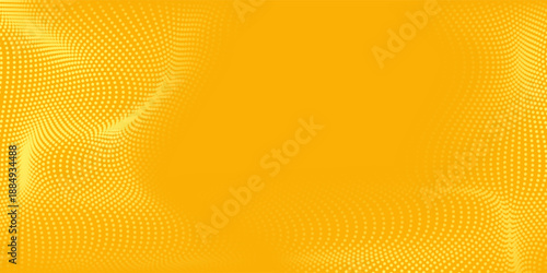 Yellow halftone pattern. Retro comic gradient background. Bright orange pixelated dotted texture overlay. Cartoon pop art faded gradient pattern.