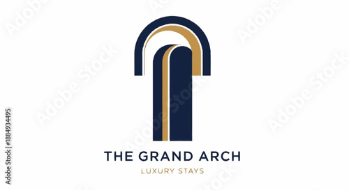Luxury Hotel Logo Design with Arch Symbol.