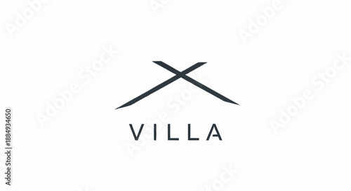 Simple black villa logo design on white background.