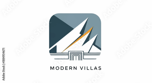 Modern Villas Logo Design with Geometric Shapes and Clean Lines.