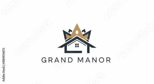 Luxury Grand Manor House Logo Design Concept.