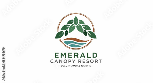 Emerald Canopy Resort Luxury Nature Logo Design.