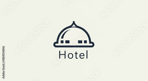 Simple Hotel Logo Design with Cloche Icon.