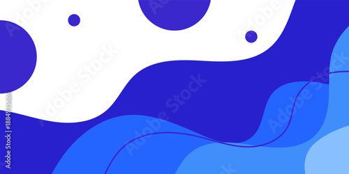 Blue geometric business banner design. Creative banner design with wave shapes and lines for template