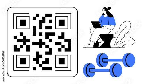 QR code technology. QR code bridging fitness, remote work, and digital access. QR codes streamline access to fitness programs and remote work tools. For apps, lifestyle, and tech