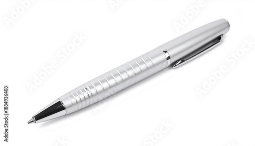 Sleek Silver Pen Isolated on White Background