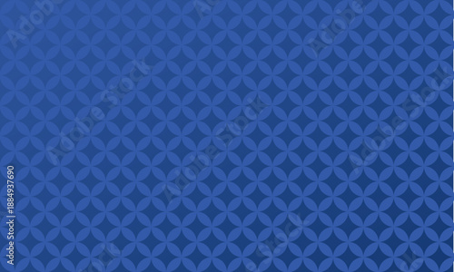 七宝文様の和風シームレスパターン背景／青（ベクター）