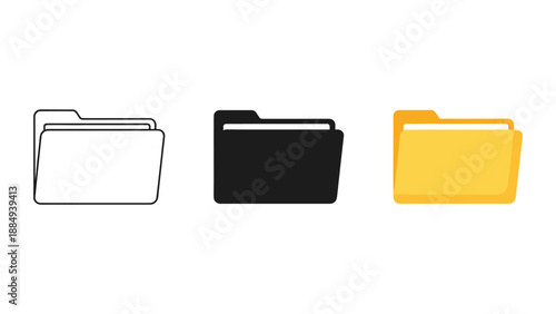 Three Colorful Folders Icon Set
