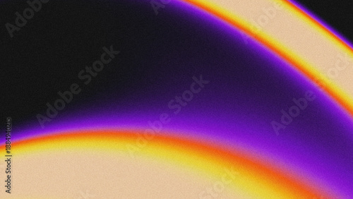 Bilde på lerret A vibrant abstract background featuring flowing purple, orange, and yellow gradients over a grainy, noise-textured black backdrop