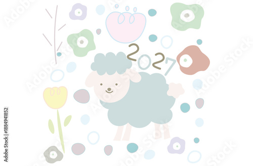 かわいい羊とフラワー