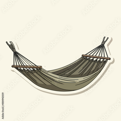 Hammock Illustration with Rope and Fabric Details.