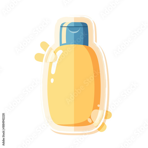 Sunscreen Bottle with Blue Cap and Splash.