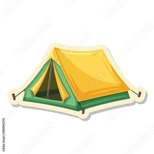 Yellow and Green Cartoon Tent Illustration.