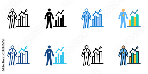 People analytics icons set multiple style collection. Editable stroke 
