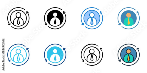 Employee portal icons set multiple style collection. Editable stroke 
