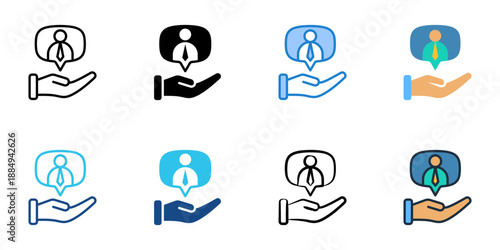 Chat with HR icons set multiple style collection. Editable stroke 
