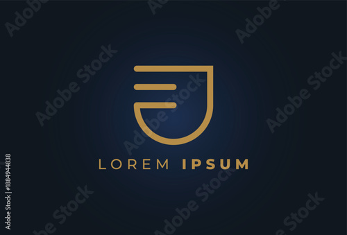 Abstract Outline shield combined with letter e is very suitable for use in modern security logos.