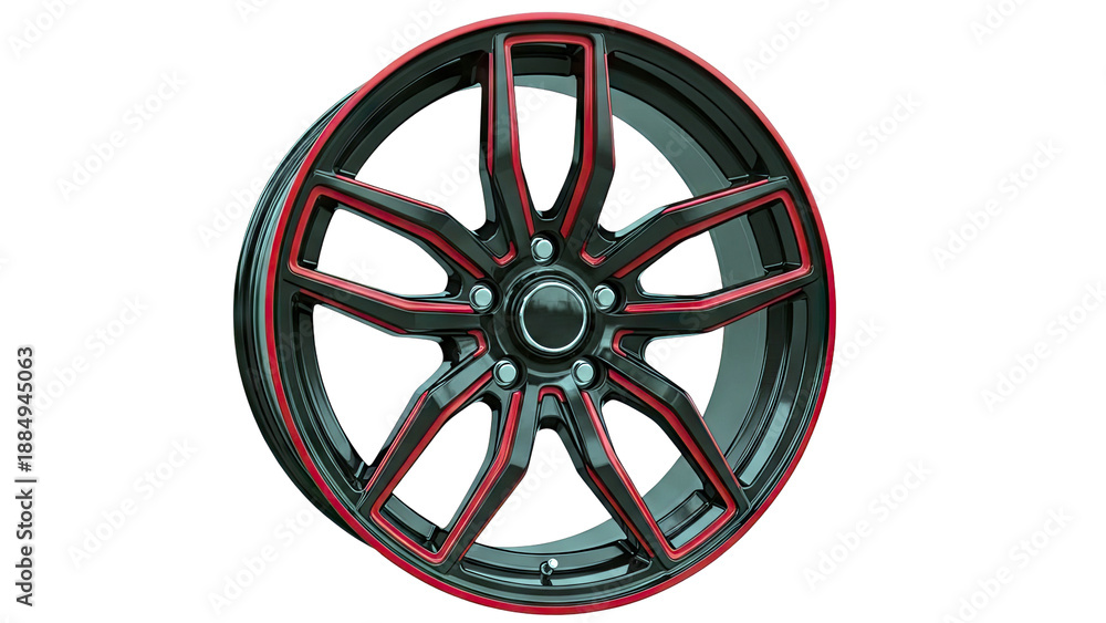 Obraz premium Black and Red Alloy Wheel