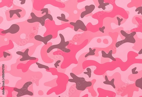 Abstract design featuring a playful, modern camouflage pattern in varied shades of pink with organic shapes and soft edges,  soft,  aesthetic