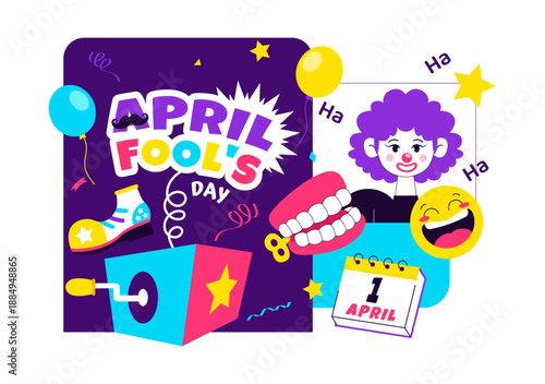 Happy April Fools Day Celebration Illustration Featuring A Jester Hat And Surprise Box To Trick People In Flat Cartoon Holiday Style Background