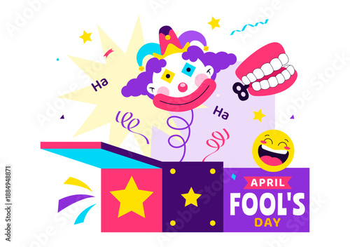 Happy April Fools Day Celebration Illustration Featuring A Jester Hat And Surprise Box To Trick People In Flat Cartoon Holiday Style Background