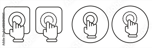 Doorbell icon, Hand pressing doorbell, Doorbell ringing, delivery symbol, finger pressing doorbell, Vector illustration.

