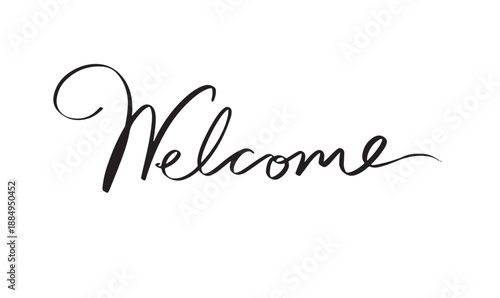 Welcome text font calligraphy hand written lettering script black color object icon welcome business happy greeting card message welcome congratulation creative hallo team vintage poster banner card 