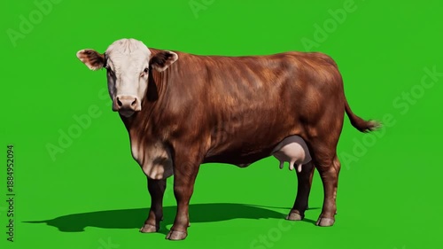 Multiple animated cows on green background showcasing various poses and movements for digital design projects