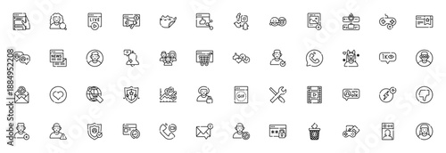 Social Networks icon set. Vector icons pack for Timeline, Search, Live streaming, Ad, Share, Chat, Profile, Notification, Likes, Video, Message and more.