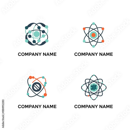 Collection of Atom Logos for Science and Technology Companies.
