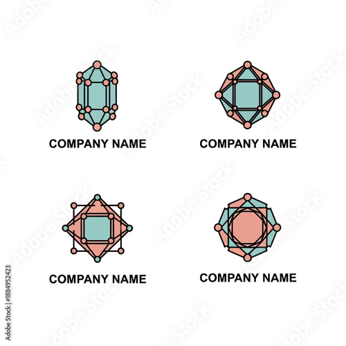 Geometric Gemstone Logos Set.