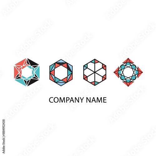 Geometric Hexagon and Diamond Shapes Logo Design Elements.