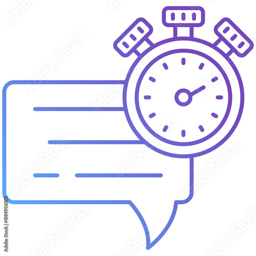 AI Response Gradient Line Icon – Chat Reply with Stopwatch, AI Response Time and Speed Symbol