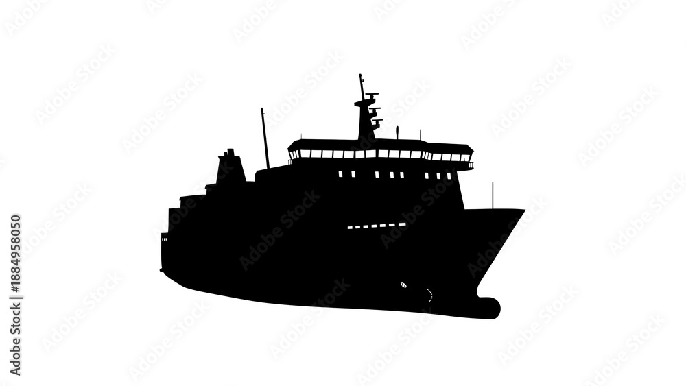Obraz premium A large cargo vessel or ferry vehicle transporting goods or people across the ocean from a distant viewpoint