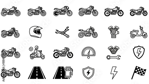 Motorcycle Racing Icons and Symbols.
