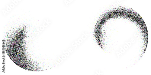 Dotwork 3D Spheres vector background. Sand grain effect. Black noise stipple dots. Abstract noise dotwork balls. Black dots grunge round elements. Stipple circles