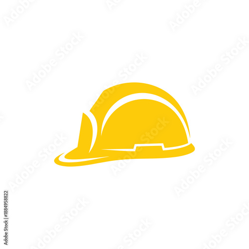 Yellow hard hat icon on white background.