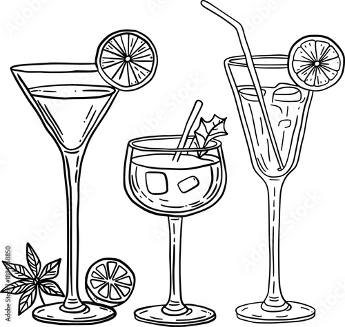 set of cocktails