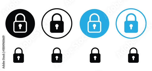 Lock icon set. Security padlock symbol collection. Privacy protection vector logo template.Lock Icon Set Line and Solid style for Security and Access