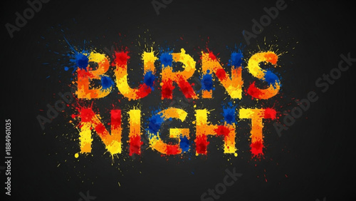 Burns night celebration logo with colorful paint splashes on white background	