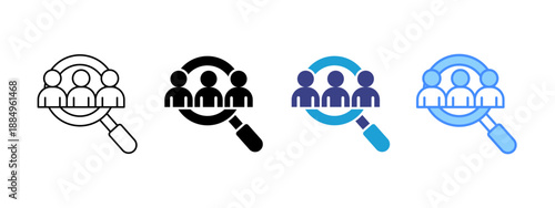 Search icon set multiple style collection