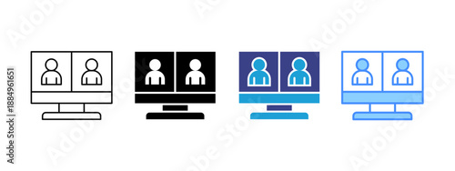 Online Meeting  icon set multiple style collection