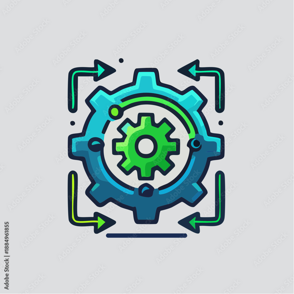 Obraz premium Automation Gear Workflow Color Icon