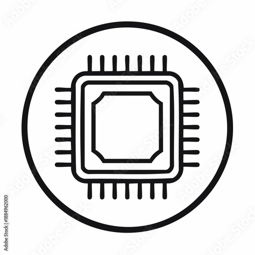 Processor Chip in Circle Technology Icon