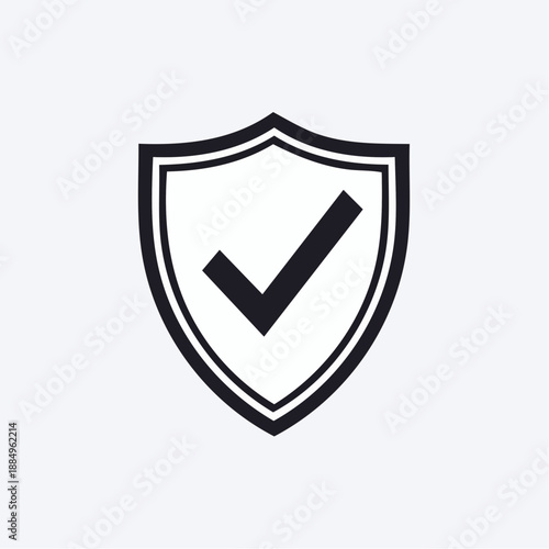 Bold shield with checkmark symbol for verified protection and secure approval
