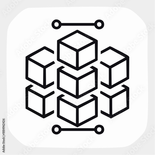 Blockchain Cube Network Technology Icon