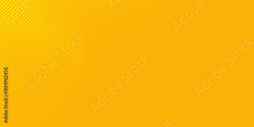 Yellow halftone pattern. Retro comic gradient background. Bright orange pixelated dotted texture overlay. Cartoon pop art faded gradient pattern.