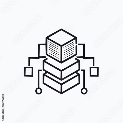 Stacked server icon with network nodes representing cloud infrastructure
