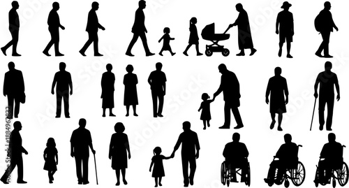 cPeople silhouettes in elevation side view | Architecture people | silhouettes of people | 2D people | Section Elevation View | Architectural drawing people | characters See Less