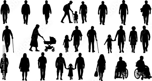 cPeople silhouettes in elevation side view | Architecture people | silhouettes of people | 2D people | Section Elevation View | Architectural drawing people | characters See Less
